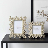 Ramă foto mediteraneană Creative Coral Shell Conch Rășină Certificat de imagine Ramă înrămată Artă Decor pentru birou 5/6/7/8 inch