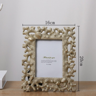 Ramă foto mediteraneană Creative Coral Shell Conch Rășină Certificat de imagine Ramă înrămată Artă Decor pentru birou 5/6/7/8 inch