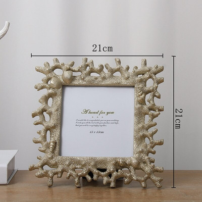 Ramă foto mediteraneană Creative Coral Shell Conch Rășină Certificat de imagine Ramă înrămată Artă Decor pentru birou 5/6/7/8 inch