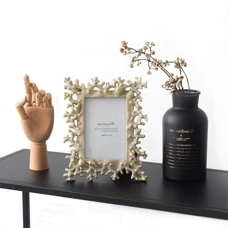 Ramă foto mediteraneană Creative Coral Shell Conch Rășină Certificat de imagine Ramă înrămată Artă Decor pentru birou 5/6/7/8 inch