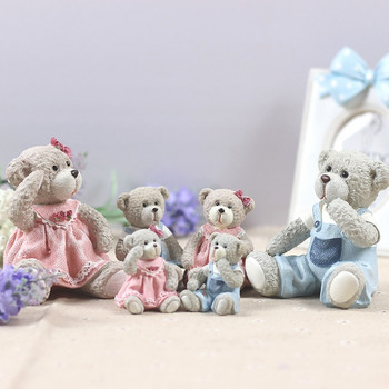 European Cute Teddy Tear with Lace Border Design Oval Square σχήμα 2x2 2,5x3,5 Pink Blue Resin Επιτραπέζια κορνίζα φωτογραφιών για μωρά