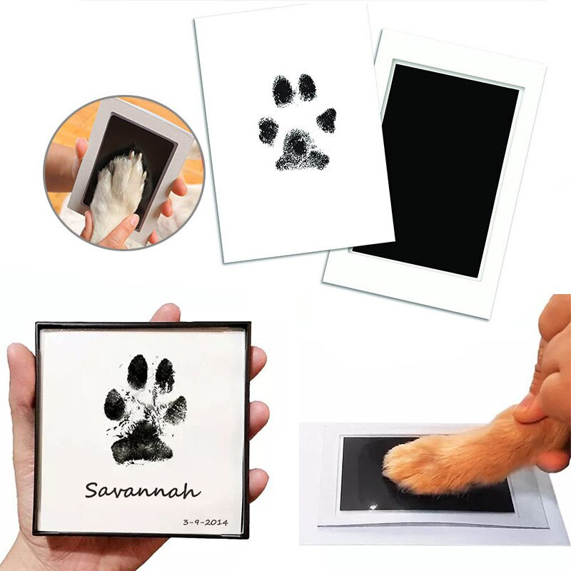 Kisállat kutya macska barkács fotókeret Kézlenyomat lábnyom párnák Érintés nélküli bélyegzőlap Újszülött baba kisállatnyomat emléktárgy