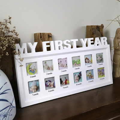 Creative DIY Baby 0-12 Month "MY FIRST YEAR" Εικόνες Εμφάνιση Πλαστικής Κορνίζας Αναμνηστικά Δώρο για παιδιά που μεγαλώνουν