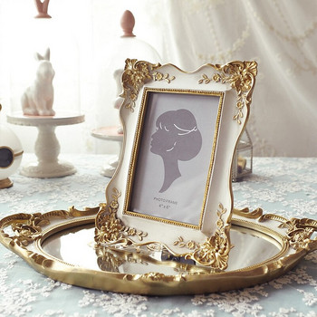 Ανάγλυφο δημιουργικό τραπέζι με κορνίζα φωτογραφία Κορνίζα με ευρωπαϊκή βαμμένη χρυσή ρητίνη 6 ιντσών διακόσμηση σπιτιού με κορνίζα
