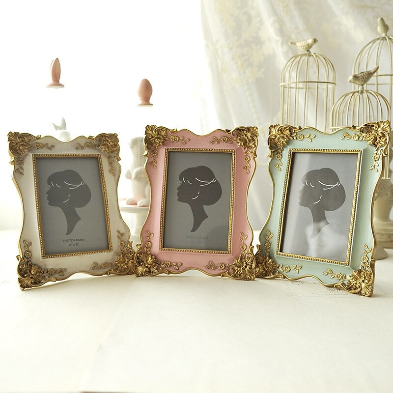 Dombornyomott képkeret kreatív asztal Európai festett aranygyanta képkeret 6 hüvelykes képkeret lakásdekoráció