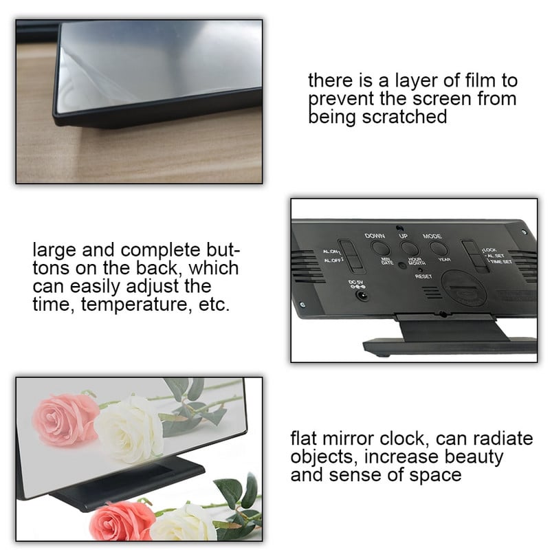 Skaitmeninis žadintuvas, stalinis laikrodis vaikams, miegamojo namų dekoro temperatūra, snaudimo funkcija, stalinis stalinis laikrodis LED laikrodis elektroninis