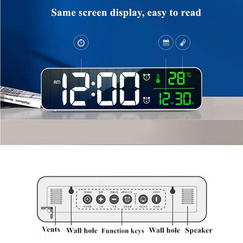 Ψηφιακό Ξυπνητήρι LED Αναβολή θερμοκρασίας Εμφάνιση Ημερομηνίας Καθρέφτη Επιτραπέζιου USB Ρολόγια LED για διακόσμηση σαλονιού