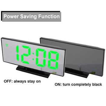 Ψηφιακό Ξυπνητήρι Καθρέφτης LED Ηλεκτρονικά Ξυπνητήρια Μεγάλη οθόνη LCD Ψηφιακό επιτραπέζιο ρολόι με ημερολογιακή θερμοκρασία