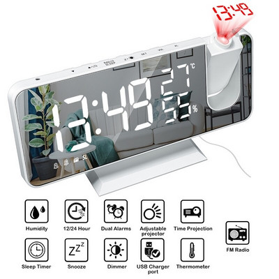 LED skaitmeninis žadintuvas Laikrodis Stalas Elektroniniai staliniai laikrodžiai USB Wake Up FM radijo laiko projektorius snaudimo funkcija 2 žadintuvas 2#
