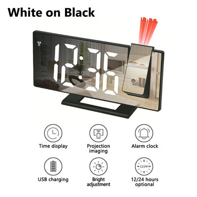 LED budilica za digitalnu projekciju za projekciju u spavaćoj sobi na stropu Elektronički vremenski projektor Dvostruki glasni noćni sat s isključivanjem zvuka