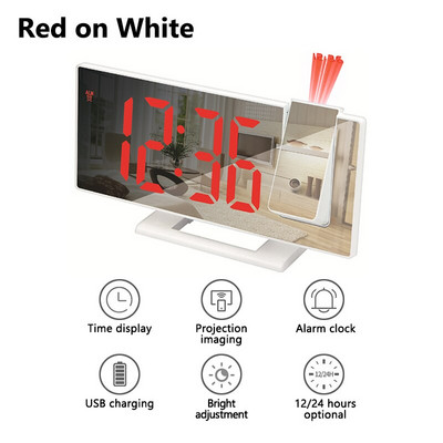 LED budilica za digitalnu projekciju za projekciju u spavaćoj sobi na stropu Elektronički vremenski projektor Dvostruki glasni noćni sat s isključivanjem zvuka