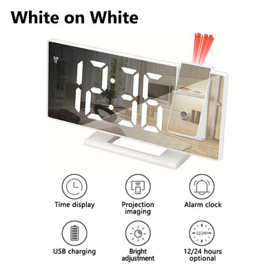 LED budilica za digitalnu projekciju za projekciju u spavaćoj sobi na stropu Elektronički vremenski projektor Dvostruki glasni noćni sat s isključivanjem zvuka