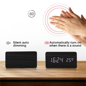 Ξυπνητήρι Επιτραπέζιο ρολόι LED Ψηφιακό ξύλινο USB/AAA Επιτραπέζιο ρολόι θερμοκρασίας Υγρασίας Φωνητικός έλεγχος Ηλεκτρονική διακόσμηση σπιτιού