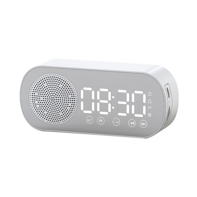Csendes vezeték nélküli Bluetooth hangszóró LED tükör digitális ébresztőóra rádió FM nagy kijelző akkumulátor hálószoba nappali iroda