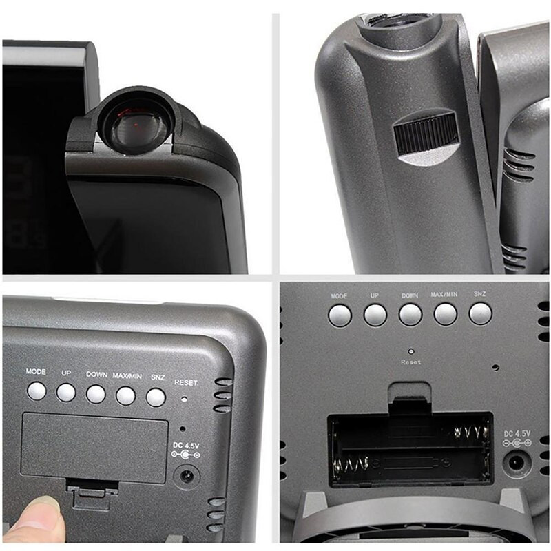 Digitális ébresztőóra fali vetítés időjárási LCD képernyő szundi ébresztő kettős lézeres forgatható óra színes kijelzős asztali óra