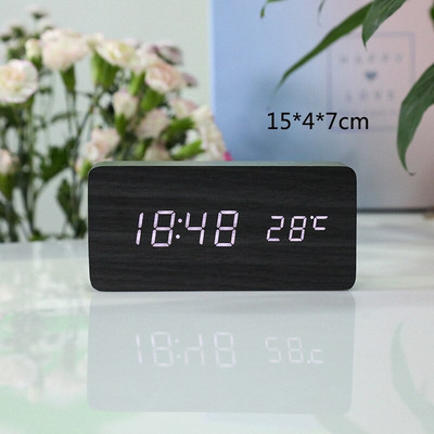 Drveni LED satovi Stolna budilica Drveni sat Stolni stol Glasovna kontrola Digitalni drveni Despertador USB/AAA napajanje staande klok