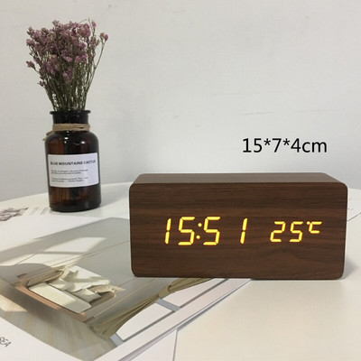Drveni LED satovi Stolna budilica Drveni sat Stolni stol Glasovna kontrola Digitalni drveni Despertador USB/AAA napajanje staande klok