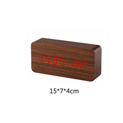 Drveni LED satovi Stolna budilica Drveni sat Stolni stol Glasovna kontrola Digitalni drveni Despertador USB/AAA napajanje staande klok