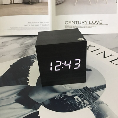 Drveni LED satovi Stolna budilica Drveni sat Stolni stol Glasovna kontrola Digitalni drveni Despertador USB/AAA napajanje staande klok