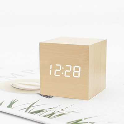 Drveni LED satovi Stolna budilica Drveni sat Stolni stol Glasovna kontrola Digitalni drveni Despertador USB/AAA napajanje staande klok