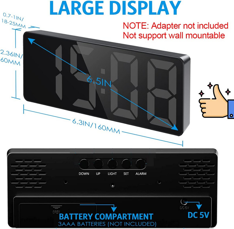 Skaitmeninis žadintuvas LED ekrano žadintuvai vaikams Miegamojo temperatūros snaudimo funkcija Stalinis stalinis laikrodis Namų dekoro LED laikrodis