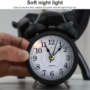 Ξυπνητήρι Retro Twin Bell Μεταλλικό Επιτραπέζιο Αναλογικό Ρολόι Αθόρυβο με Νυχτερινό Φως για Μίνι Ταξιδιωτικό Ξυπνητήρι Home Office