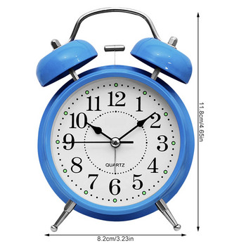 Ξυπνητήρι Retro Twin Bell Μεταλλικό Επιτραπέζιο Αναλογικό Ρολόι Αθόρυβο με Νυχτερινό Φως για Μίνι Ταξιδιωτικό Ξυπνητήρι Home Office