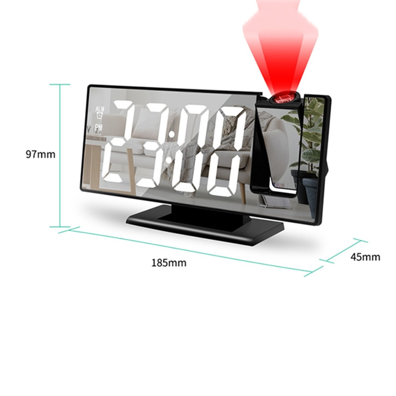 LED digitális ébresztőóra rádióvetítés hőmérséklet és páratartalom tükörórával, többfunkciós éjjeli idő kijelzővel