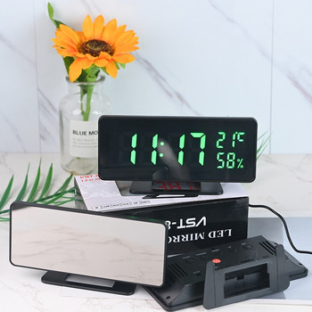 Ψηφιακό Ξυπνητήρι με θερμοκρασία υγρασίας 3 Ξυπνητήρια Snooze Επιτραπέζιο Ρολόι Νυχτερινή λειτουργία 12/24 ώρες USB Ηλεκτρονικό ρολόι LED