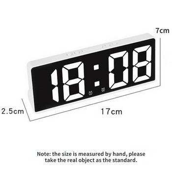 Φωνητικός έλεγχος Καθρέφτης Ξυπνητήρι Ψηφιακή ένδειξη θερμοκρασίας Διπλοί συναγερμοί Snooze Επιτραπέζιο ρολόι 12/24 ωρών LED ρολόγια Διακόσμηση σπιτιού