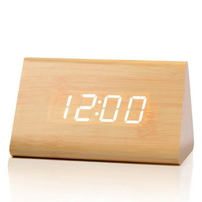 LED drvena budilica Glasovna kontrola Digitalni stolni sat Prikaz temperature Wood Despertador Elektronski USB/AAA Desktop Decor