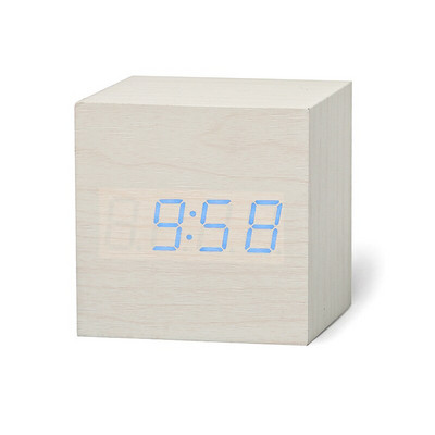 Fa asztali ébresztőóra Négyzet alakú hangvezérlés Nordic Luminous Clocks LED asztali USB/AAA tápellátású asztali elektronikus digitális óra