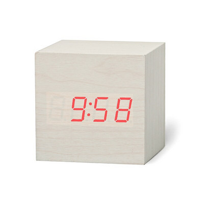 Fa asztali ébresztőóra Négyzet alakú hangvezérlés Nordic Luminous Clocks LED asztali USB/AAA tápellátású asztali elektronikus digitális óra