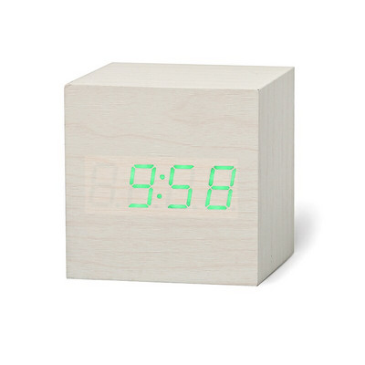 Fa asztali ébresztőóra Négyzet alakú hangvezérlés Nordic Luminous Clocks LED asztali USB/AAA tápellátású asztali elektronikus digitális óra