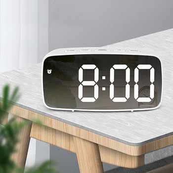 Καθρέφτης/Ακρυλικό Ξυπνητήρι LED Ψηφιακό ρολόι Φωνητικός έλεγχος Αναβολή ώρας Εμφάνιση θερμοκρασίας Νυχτερινή λειτουργία Reloj Despertador Digital