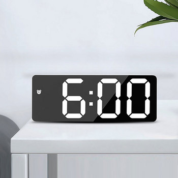 Καθρέφτης/Ακρυλικό Ξυπνητήρι LED Ψηφιακό ρολόι Φωνητικός έλεγχος Αναβολή ώρας Εμφάνιση θερμοκρασίας Νυχτερινή λειτουργία Reloj Despertador Digital