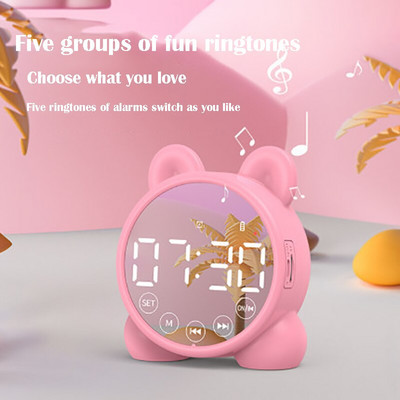 Сладък детски Bluetooth високоговорител Будилник Деца Спят Нощен будилник Спалня Детски Електронен часовник Отлагане Будилник