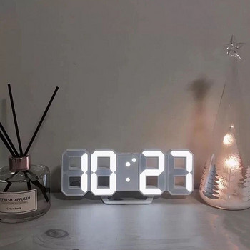Ψηφιακό Ξυπνητήρι 3D LED Σκανδιναβικά Ψηφιακά Ρολόγια Τοίχου Κρεμαστό Ρολόι Snooze Επιτραπέζια Ρολόγια Ημερολόγιο Θερμόμετρο Ψηφιακά Ρολόγια