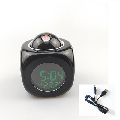 Nauja kūrybinė dėmesio projekcija skaitmeninių orų LCD snaudimo laikrodžio varpelio žadintuvo ekrano apšvietimas LED projektorius namų laikrodžio laikmatis