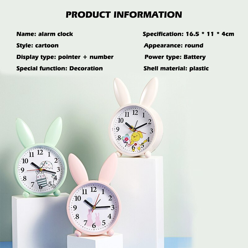 Animacinio filmo triušio žadintuvas Miegamojo lovos apdaila Paprastas nutildytas mažas žadintuvas Studento žadintuvo dovana