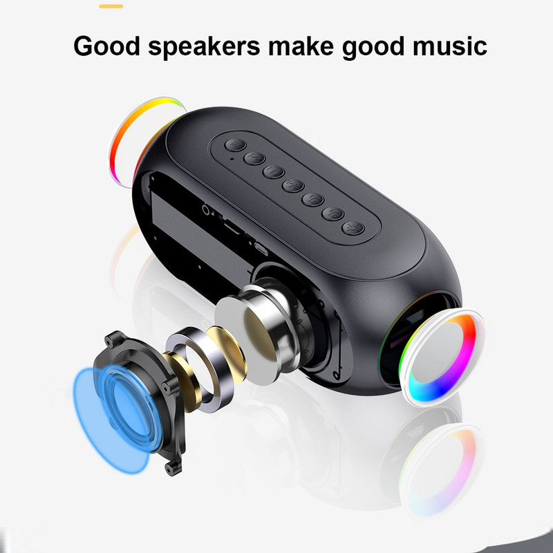 Ceas deşteptător Difuzor Bluetooth fără fir Ceas deşteptător cu afişaj LED Difuzor Bluetooth inteligent Ceas cu radio FM