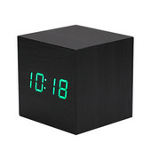 Ébresztőóra LED fa óra asztali hangvezérlés digitális Wood Despertador USB/AAA tápellátású elektronikus asztali órák