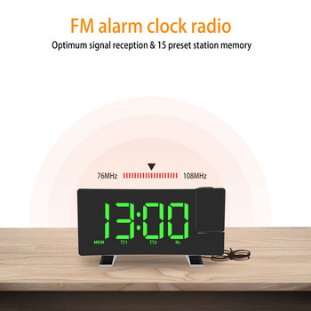 Ρολόι ραδιοφώνου FM με προβολή LED Ψηφιακό ρολόι Έξυπνο ξυπνητήρι Τραπέζι ρολόι Ηλεκτρονικό επιτραπέζιο ρολόι Ώρα αφύπνισης Αναβολή 2 Ξυπνητήρι