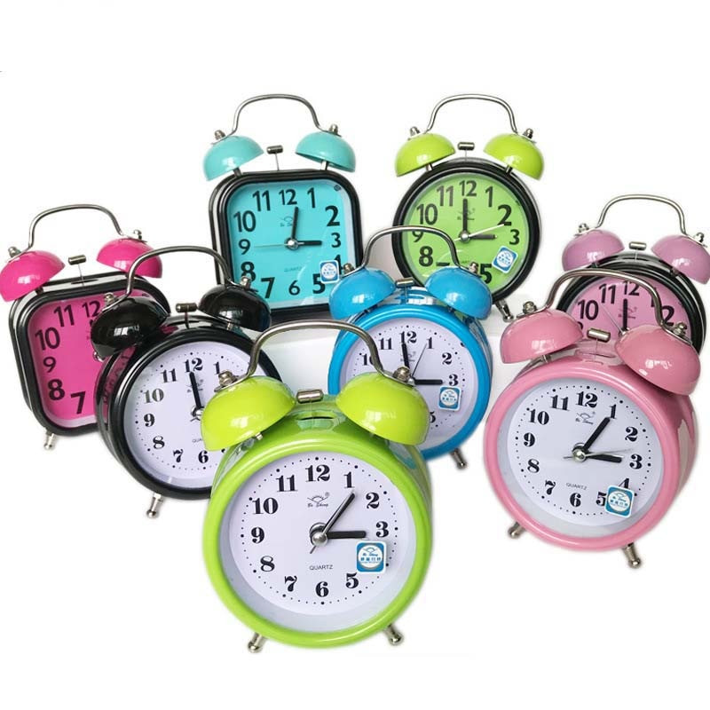 Kvadratinės širdies formos varpelio žadintuvas be tiksėjimo Dviejų varpelių žadintuvas su naktiniu apšvietimu, skirtas vaikams, mergaitėms, miegamojo namų dekoras 1 vnt.