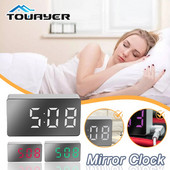 Ceas digital cu oglindă, alarmă, cu LED, amânare, trezire, silențioasă, calendar, temperatură, pentru birou, reglabilă, ceas electronic de birou, decor acasă