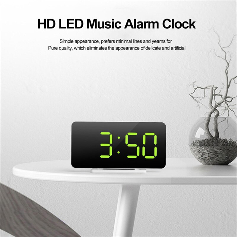 Ceas digital cu oglindă, alarmă, cu LED, amânare, trezire, silențioasă, calendar, temperatură, pentru birou, reglabilă, ceas electronic de birou, decor acasă