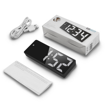 ORIA Ψηφιακό Ξυπνητήρι LED Επιτραπέζιο Ρολόι Φωνητικός έλεγχος Αναβολή ώρας Εμφάνιση θερμοκρασίας Νυχτερινή λειτουργία Reloj Despertador USB