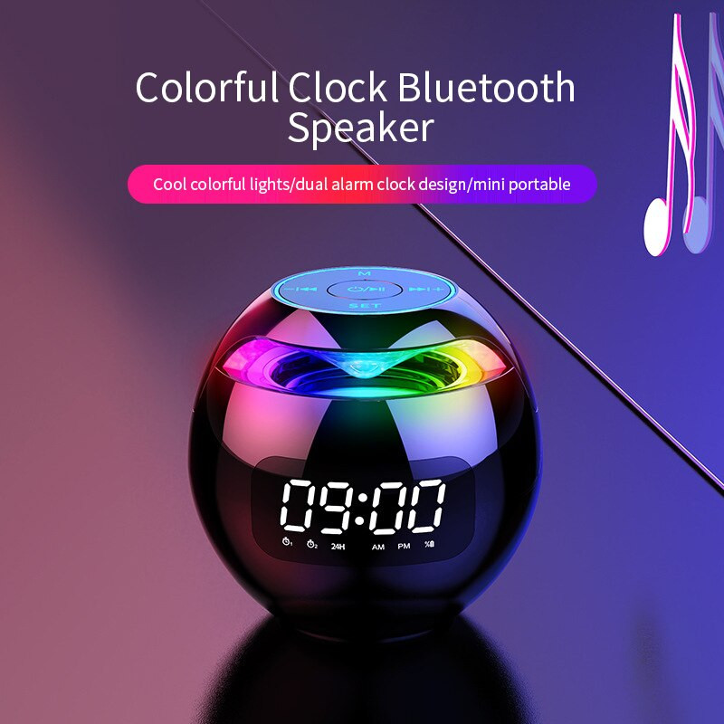 Difuzor Bluetooth Ceas deşteptător Radio FM electronică LED Ceas digital de masă Lumină colorată inteligentă Decor pentru acasă Ceas de masă pentru redare muzicală
