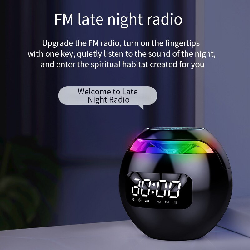 Difuzor Bluetooth Ceas deşteptător Radio FM electronică LED Ceas digital de masă Lumină colorată inteligentă Decor pentru acasă Ceas de masă pentru redare muzicală