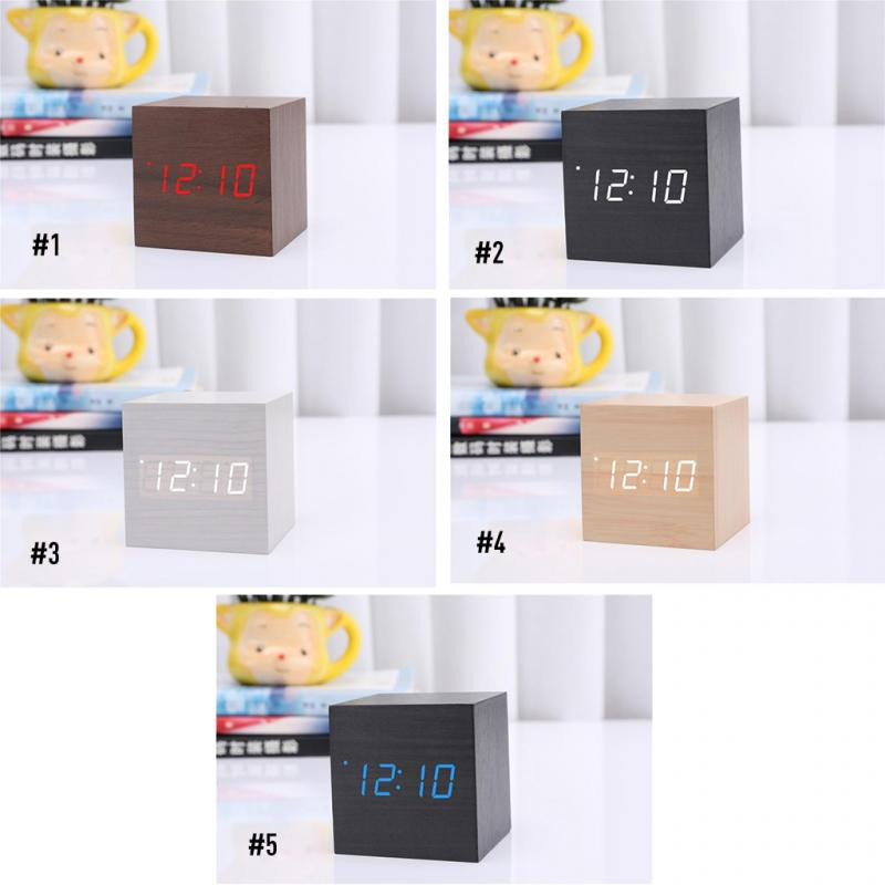 Ξύλινο Ξυπνητήρι LED Θερμοκρασία Έλεγχος Ήχων Ηλεκτρονικού Ρολογιού Ψηφιακή Οθόνη LED Επιτραπέζιο Ημερολόγιο Επιτραπέζιο Ρολόι Υψηλής Ποιότητας